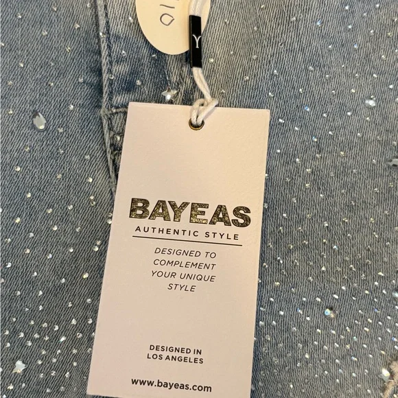 Bayeas Lesley high-rise wide-leg flare jeans floral lace 25 NWT - Picture 4 of 6